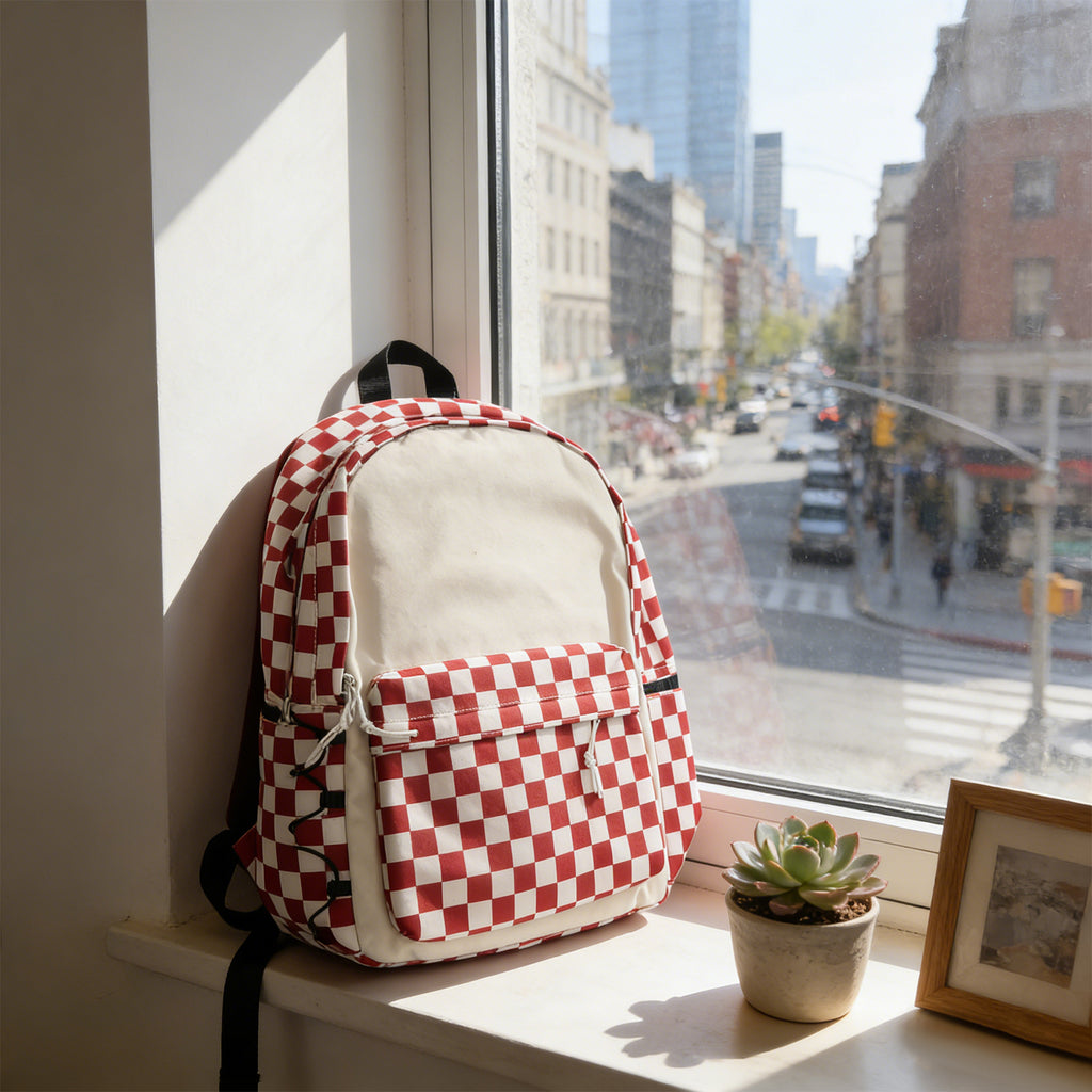 Classic Plaid Backpack - Durable School & Travel Daypack with Laptop Compartment