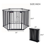 150" Adjustable Safety Gate – 6-Panel Metal Baby & Pet Fence with Walk-Through Door