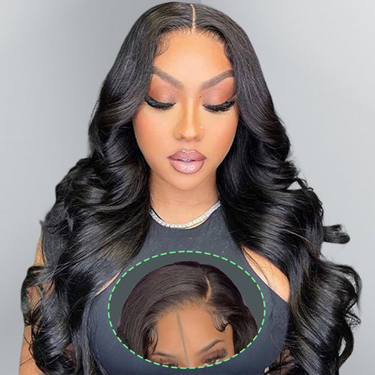 200% Density Body Wave Human Hair Lace Closure Wig - 4x7 Swiss Lace