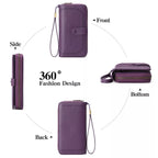 Leather Long Wallet – Slim PU Bifold for Women