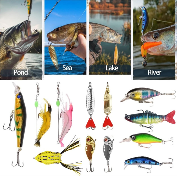 PLUSINNO Fishing Advent Calendar | 24-Day Fishing Lure Gift Set for Men & Boys | Christmas Gift