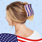 Patriotic Hair Clips Set – 3-Piece Red White & Blue American Flag Claw Clips for 4th of July, Memorial Day & More
