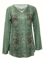Women's Lace Heart Print T-Shirt - Short Sleeve Summer Top