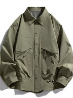 Men's Plus Size Snap-Down Jacket – 100% Polyester, Snap & Zip Closure | Sizes M–8XL