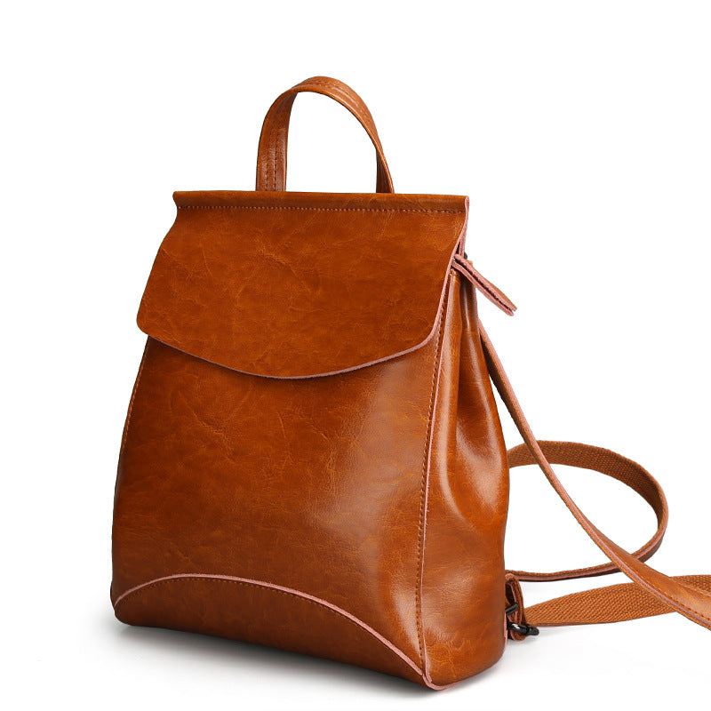 Women's Genuine Leather Backpack | Korean Retro Shoulder Bag