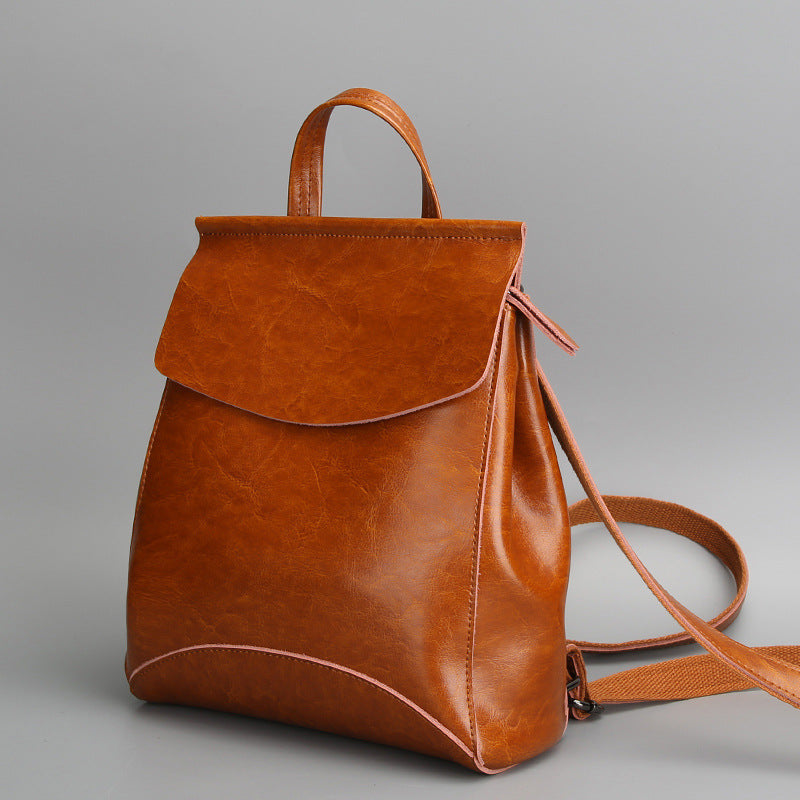 Women's Genuine Leather Backpack | Korean Retro Shoulder Bag