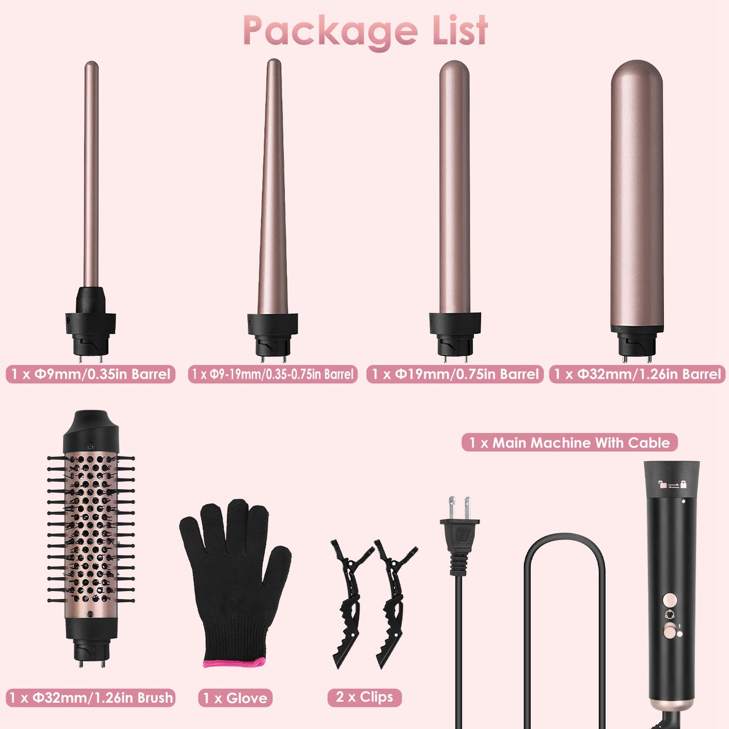 5-in-1 Professional Curling Wand Set – 4 Interchangeable Ceramic Barrels, LCD Display & Auto Shut-Off