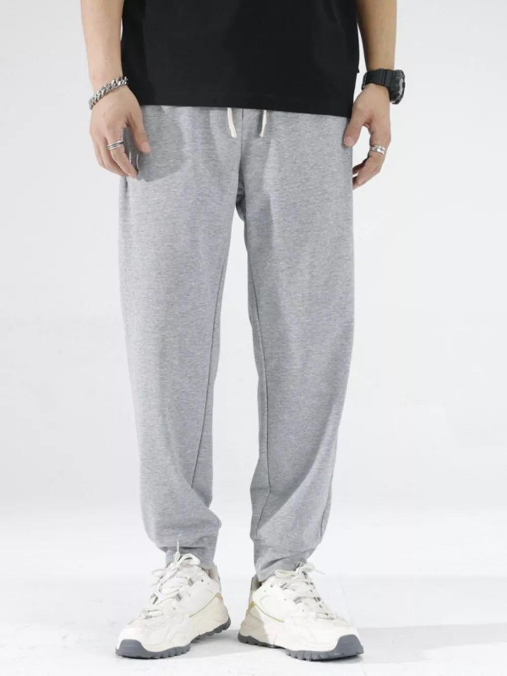 Men's Drawstring Joggers – Soft Cotton Blend Relaxed Fit