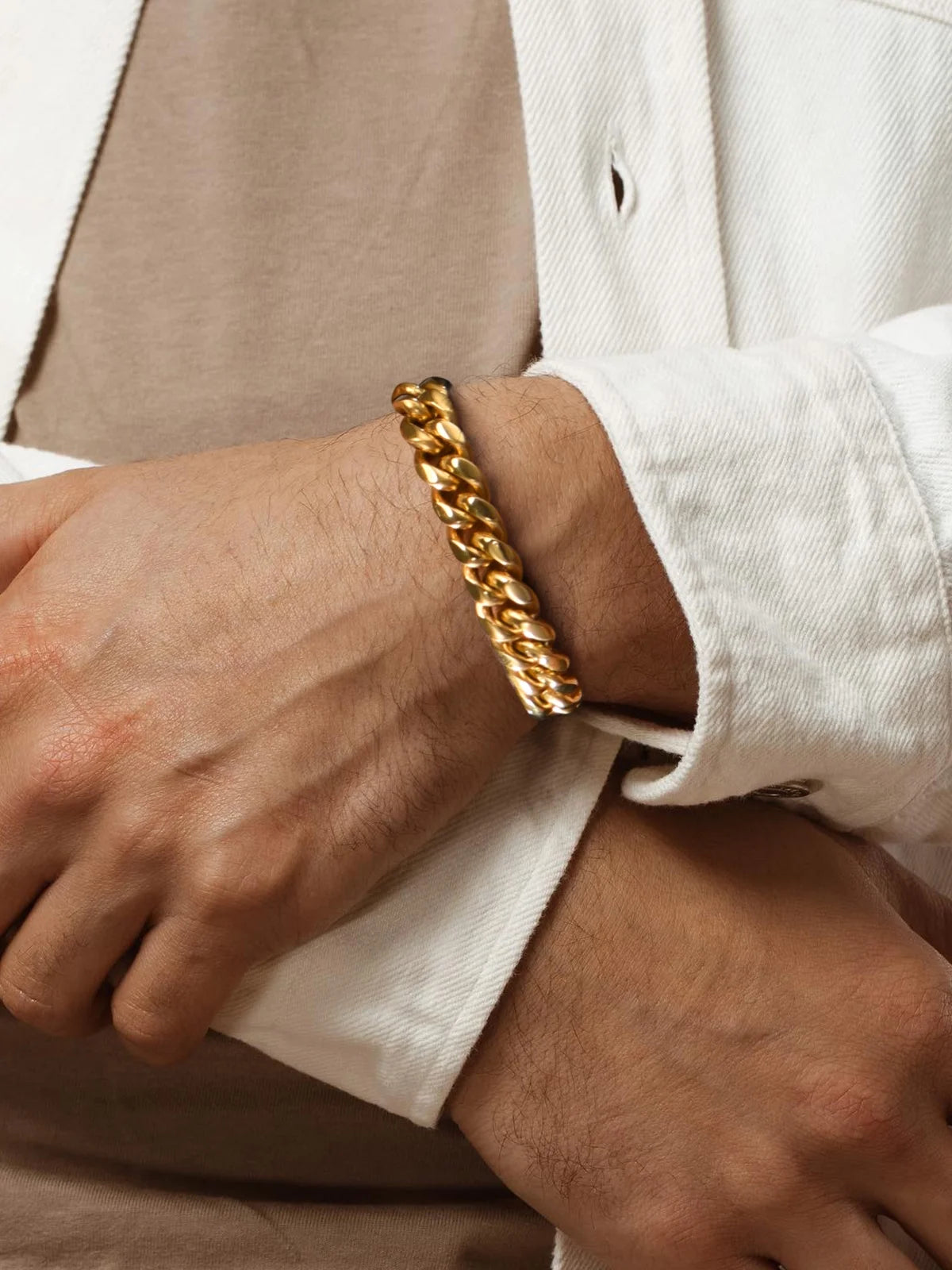 PROSTEEL Gold Plated Bracelet for Men Chunky Cuban Bracelet 10MM 7.5 Inch Chain Bracelet Stainless Steel Gift for Him