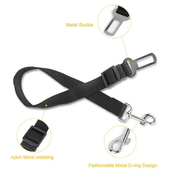 Pet Dog Seat Belt 2-Pack - Adjustable Safety Harness for Car Travel