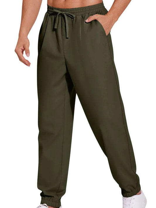 Men's Plus Size Drawstring Joggers – Lightweight Polyester Sweatpants