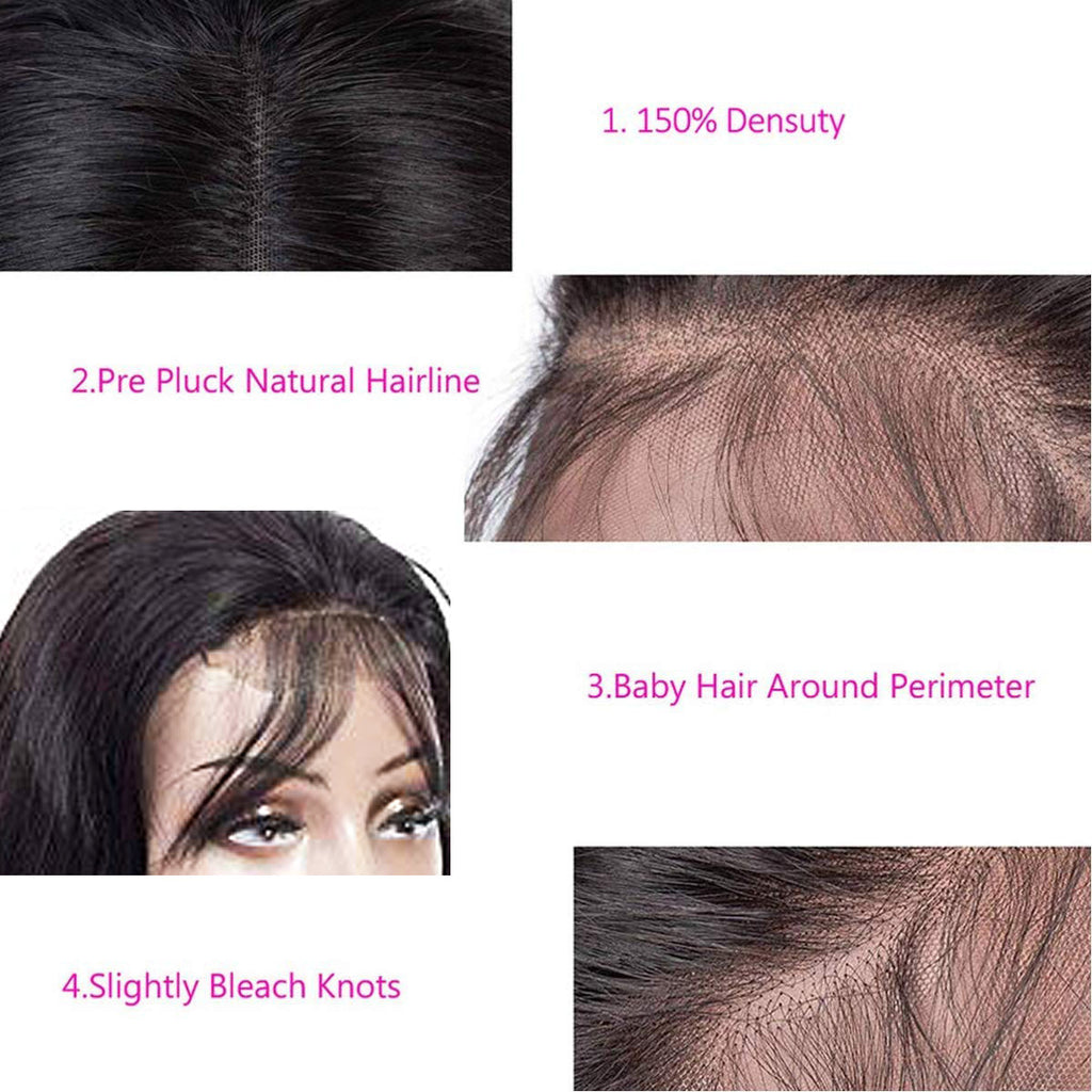 100% Human Hair Lace Front Wig – Natural Black | 10"–30"