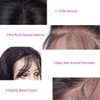 100% Human Hair Lace Front Wig – Natural Black | 10"–30"