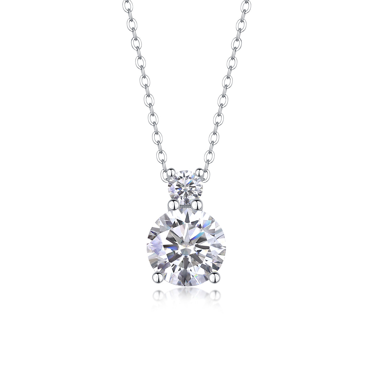 3 Carat Moissanite Pendant Necklace | S925 Sterling Silver, Platinum Plated