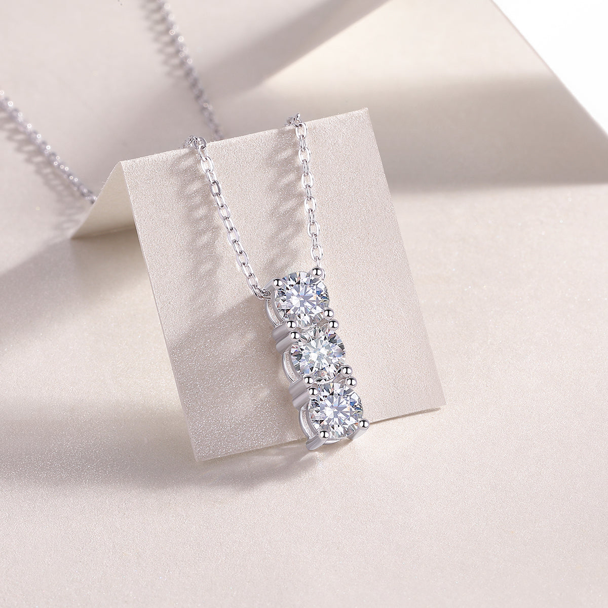 0.5 Carat Moissanite Pendant Necklace - 925 Sterling Silver with Platinum Plating