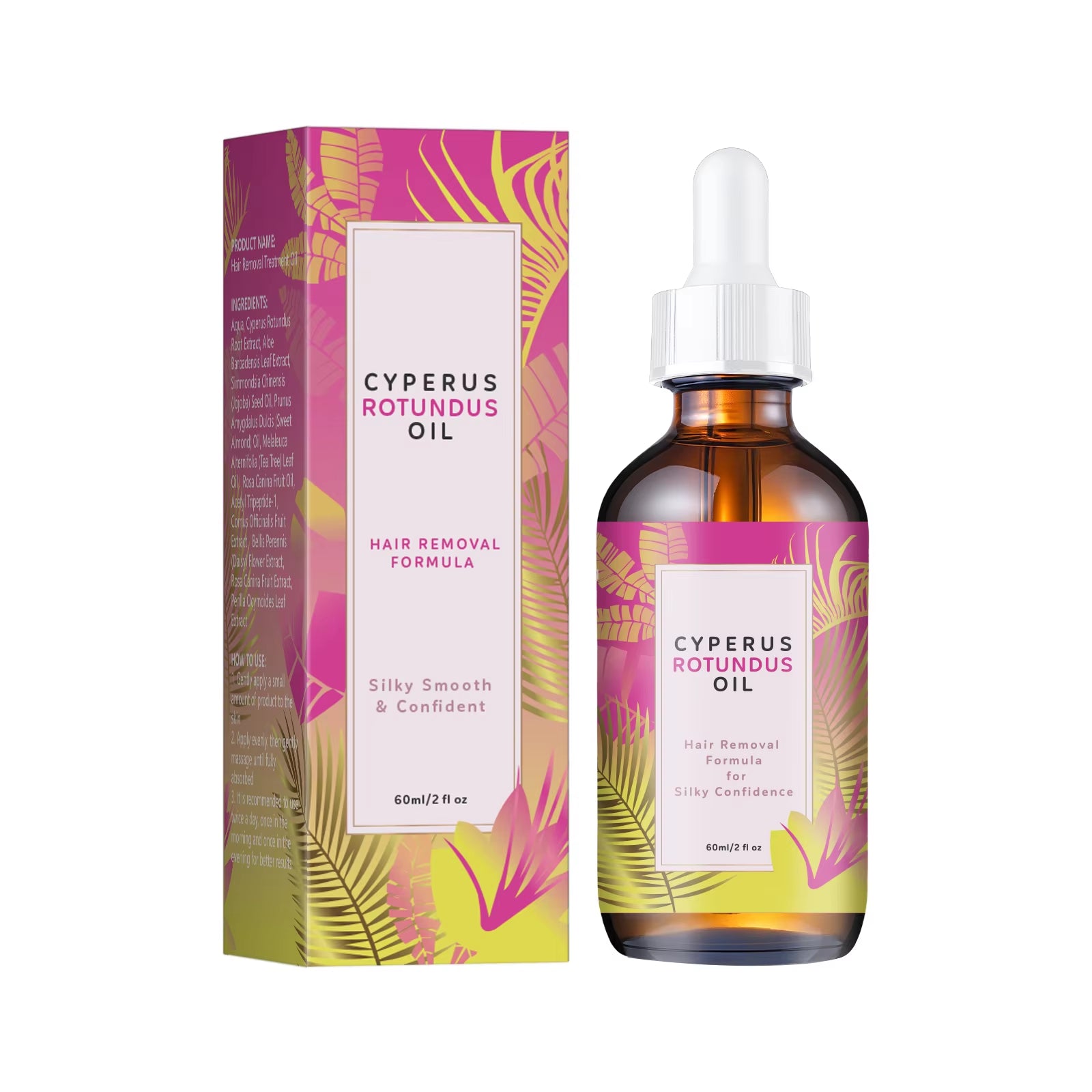 Hair Removal Oil 60Ml - Natural Hair Growth Inhibitor with Jojoba & Almond Oil, Gentle Formula for Smooth Skin, All Body Areas
