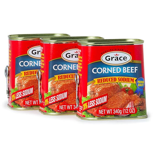Grace Corned Beef Reduced Sodium Canned 12oz - 3 Pack