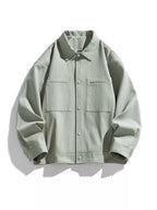 Men's Plus Size Snap-Down Jacket – 100% Cotton Oversized Fit