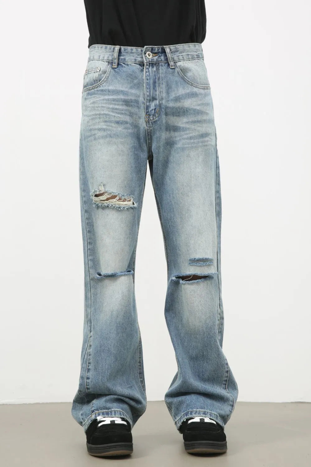 Men's Distressed Jeans | Classic Fit | Cotton Blend | Vintage Denim