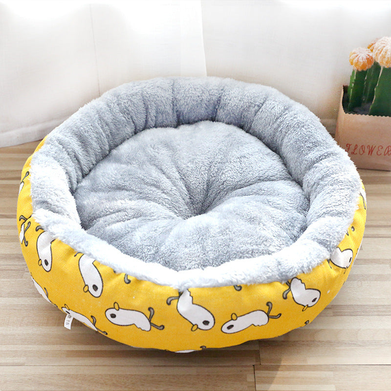 Calming Round Pet Bed – Plush Cotton Cushion for Dogs & Cats | S, M, L