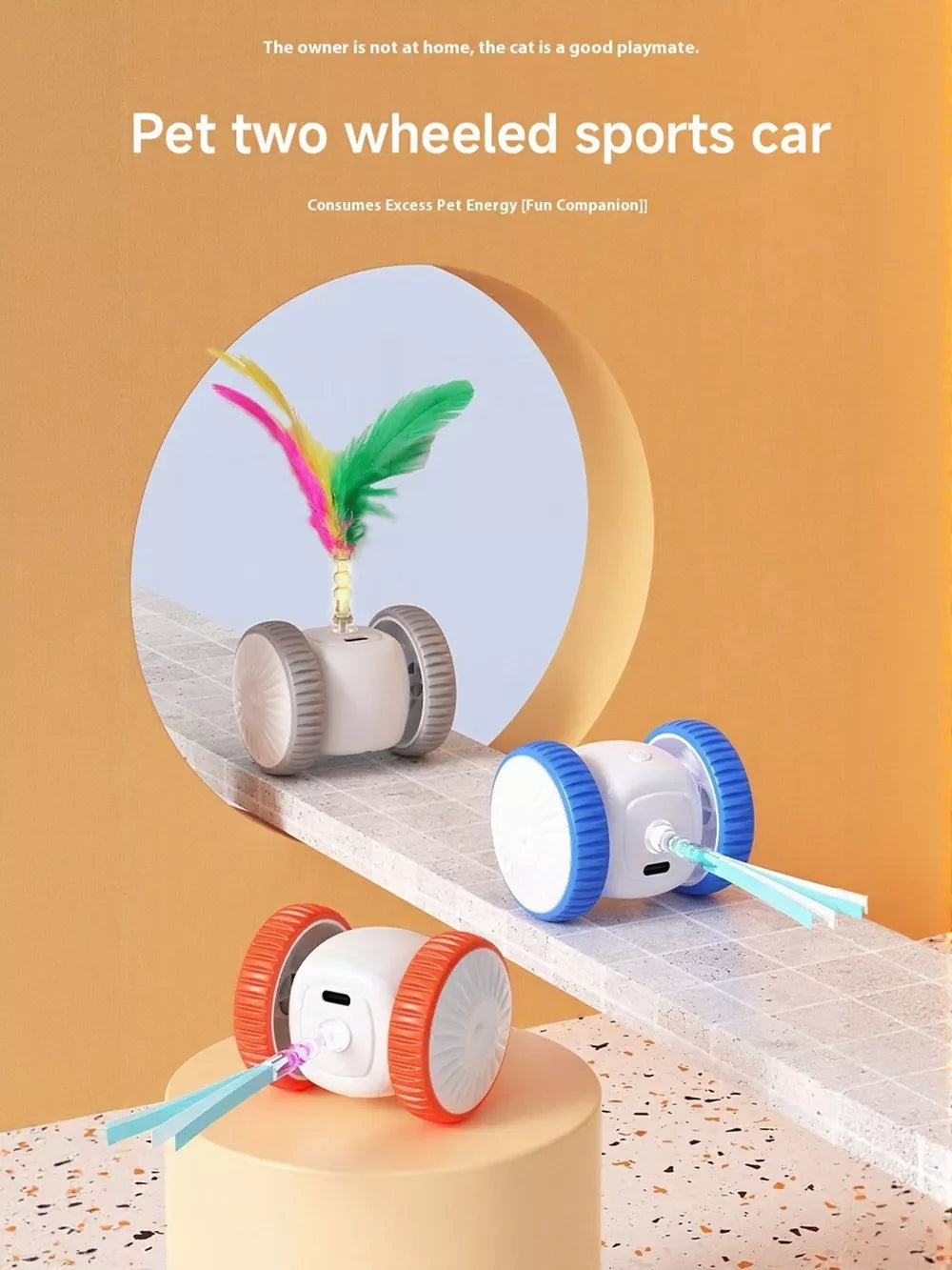 Interactive Self-Rotating Feather Pet Chase Toy | Electric Cat & Dog Toy