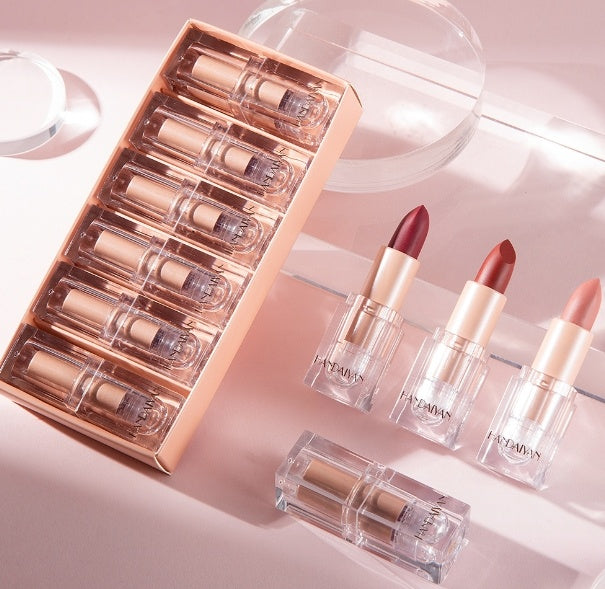 Ice Cube Matte Lipstick Set – 6 Long-Lasting Waterproof Shades | Vitamin E & Plant Oils