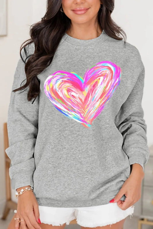 Cozy Heart Drop-Shoulder Sweatshirt – Valentine's Gift for Her