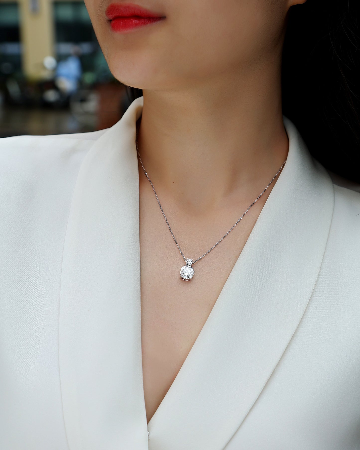 3 Carat Moissanite Pendant Necklace | S925 Sterling Silver, Platinum Plated