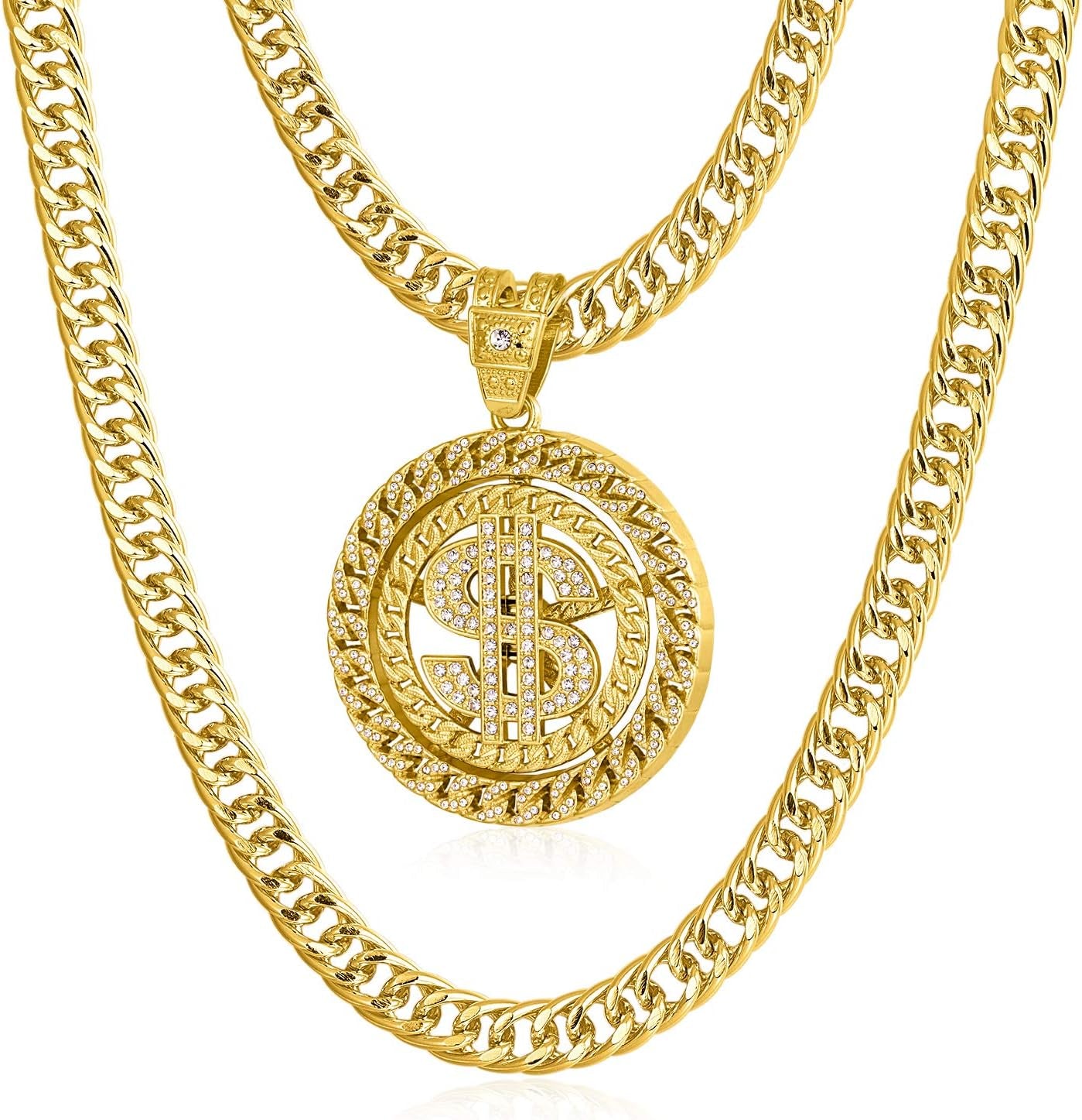 Gold Chain for Men with Dollar Sign Pendant Necklace