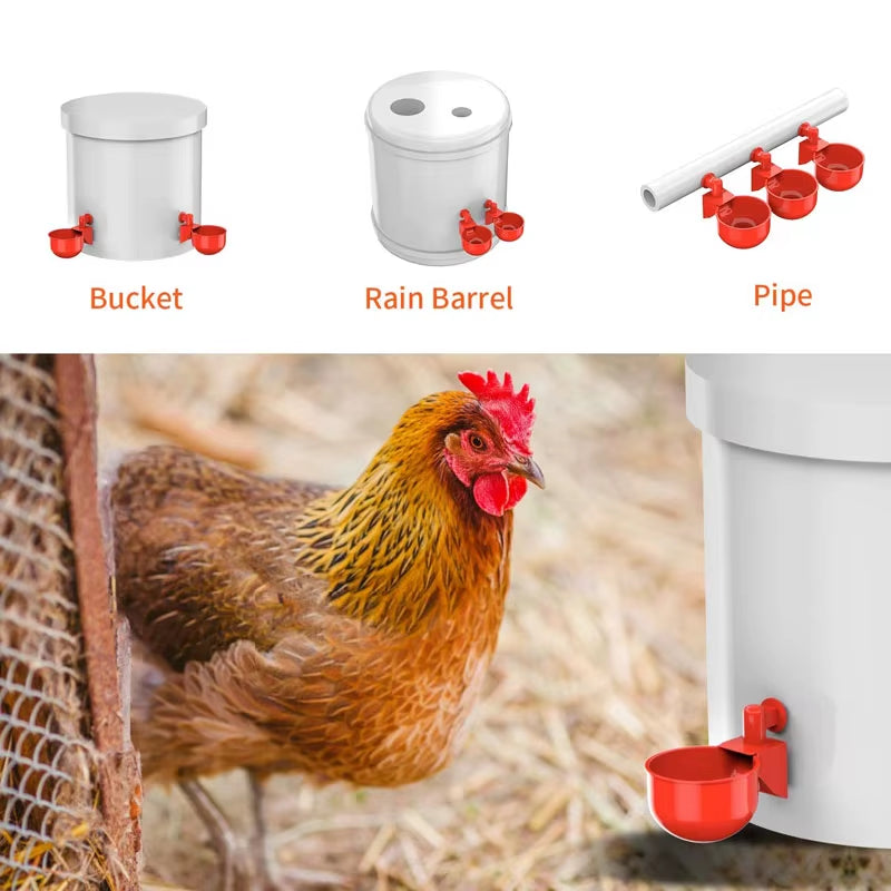 5/10/20 Pcs Automatic Poultry Drinking Bowl Chicken Waterer Cups Duck Drinking Machine Hanging Drinking Bowls Water Dispenser