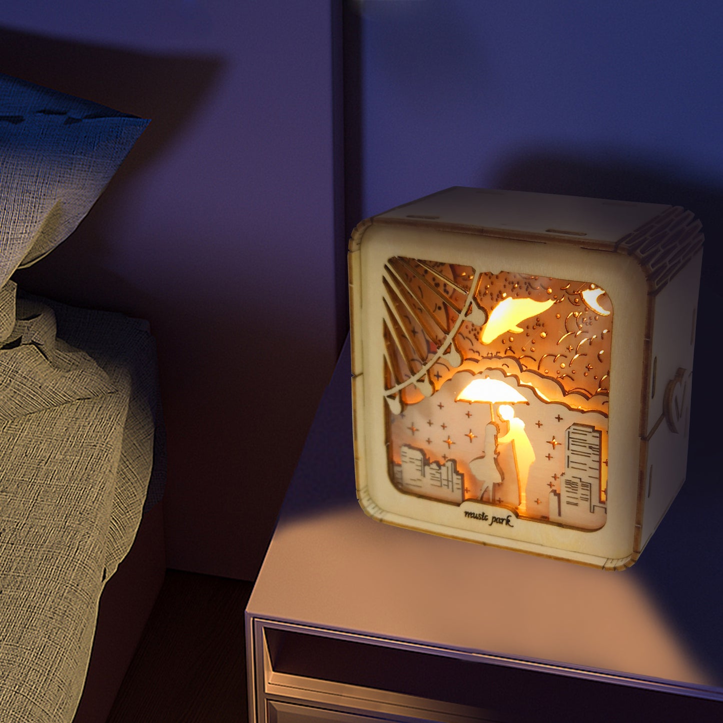 3D Wooden Love Puzzle Night Light – Romantic DIY Model Kit | Ambient Desk Lamp Gift for Women