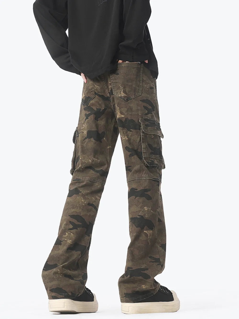 Men's Camouflage Cargo Jeans – 100% Cotton, Slight Stretch & Multi-Pocket