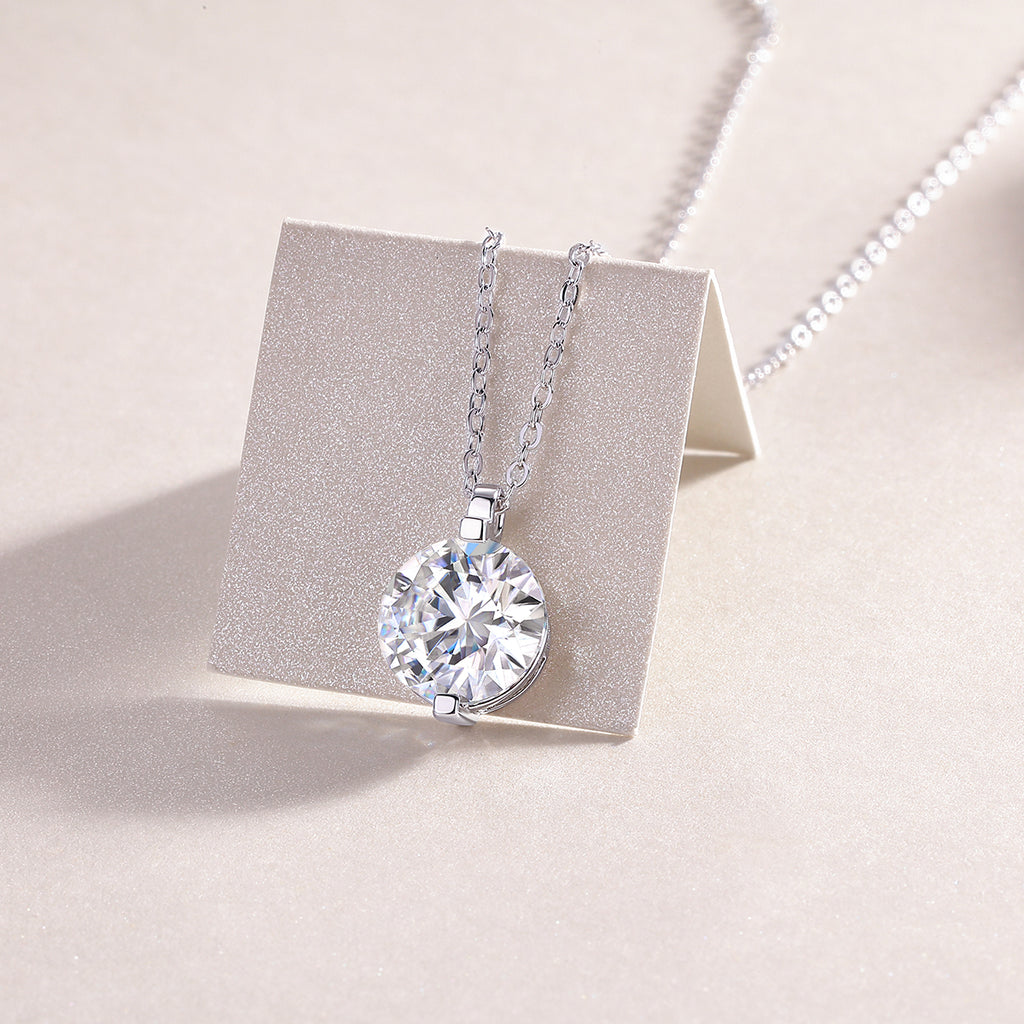Moissanite Pendant Necklace – 925 Sterling Silver & Platinum Plated | 0.5–5 Carat