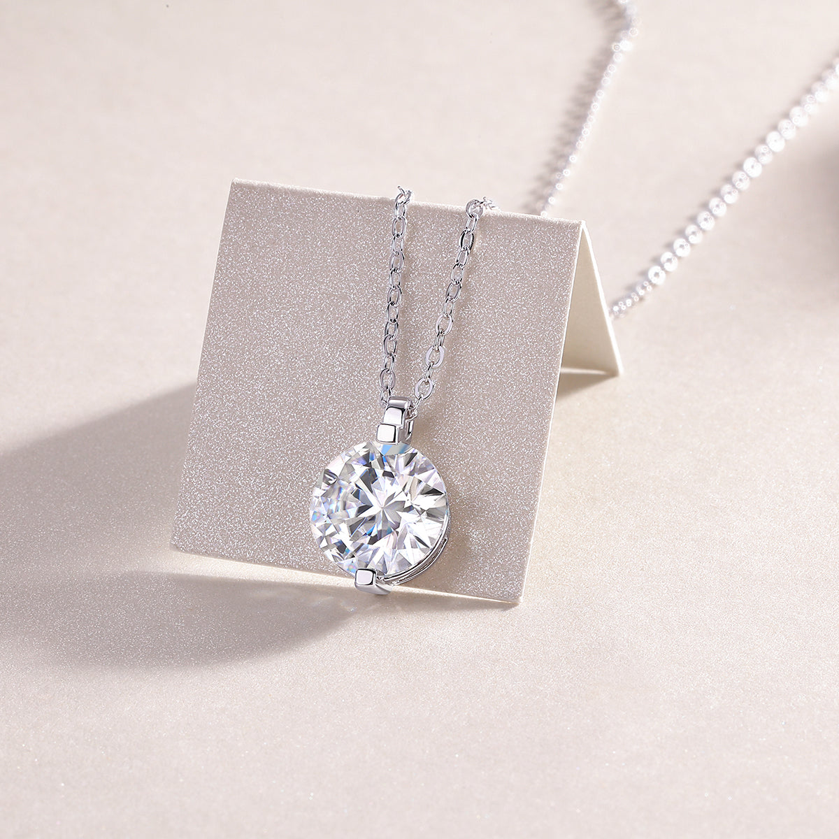 Moissanite Pendant Necklace – 925 Sterling Silver & Platinum Plated | 0.5–5 Carat