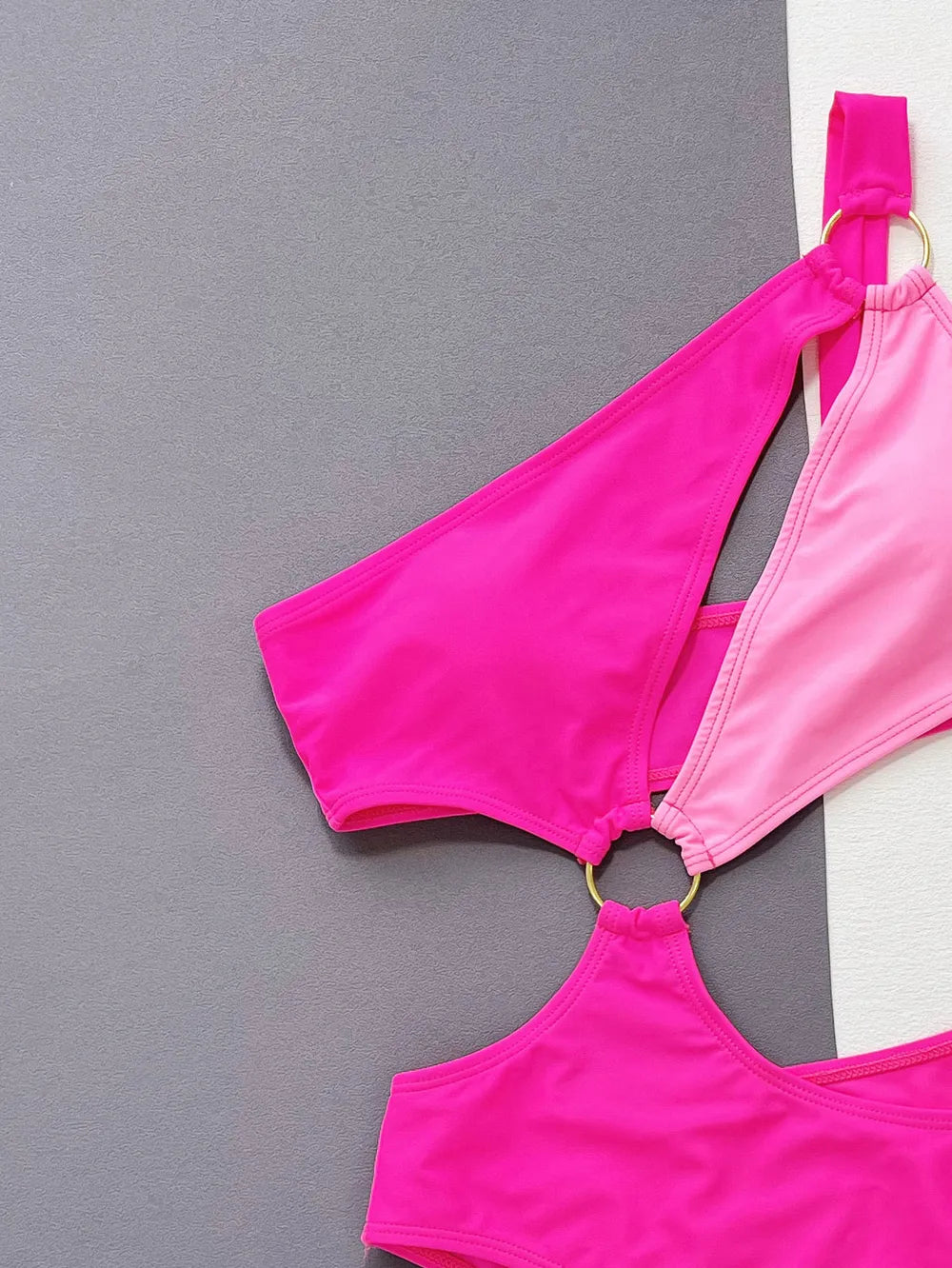 One-Shoulder Cutout Ring-Detail One-Piece Swimsuit