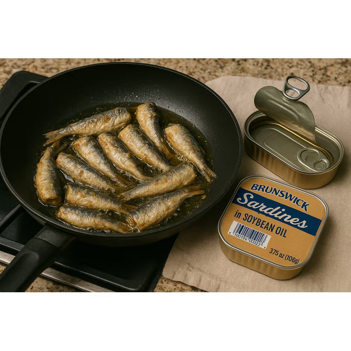 Brunswick Sardines in Soybean Oil 3.75oz (Pack of 25) – Wild-Caught, High Protein, Keto & Paleo Friendly