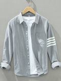 Men's Plus Size Striped Button-Up Shirt – Cotton Blend Big & Tall