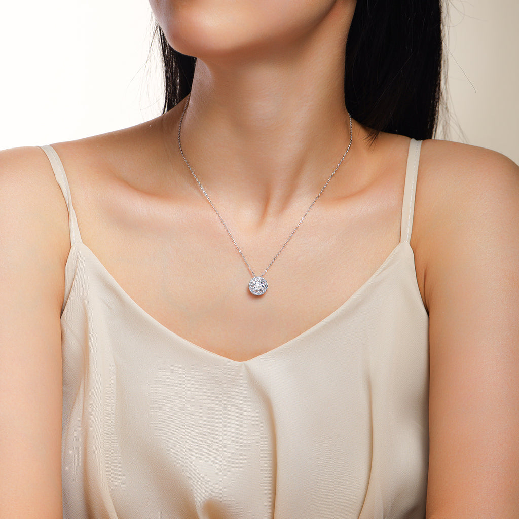 2 Carat Moissanite Pendant Necklace – Sterling Silver | Diamond Alternative for Women