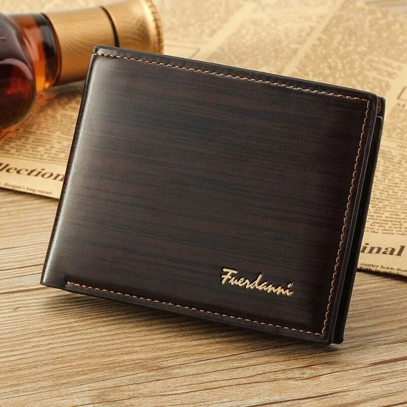 Men's Genuine Leather Bifold Wallet with RFID Protection - Slim Card Holder