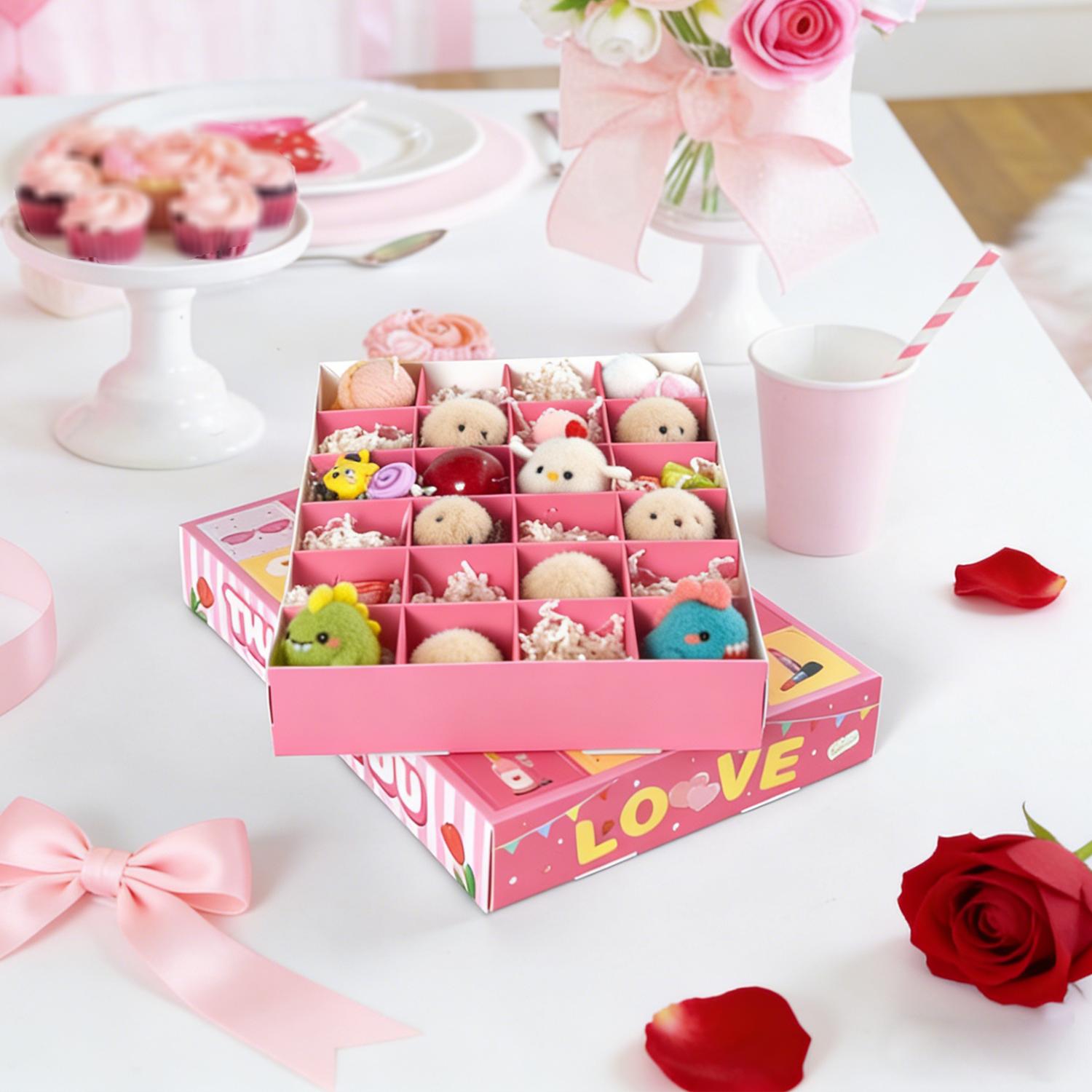 Valentine's Day Countdown Calendar - 24 Day Pink Gift Box Set for Romance & Weddings
