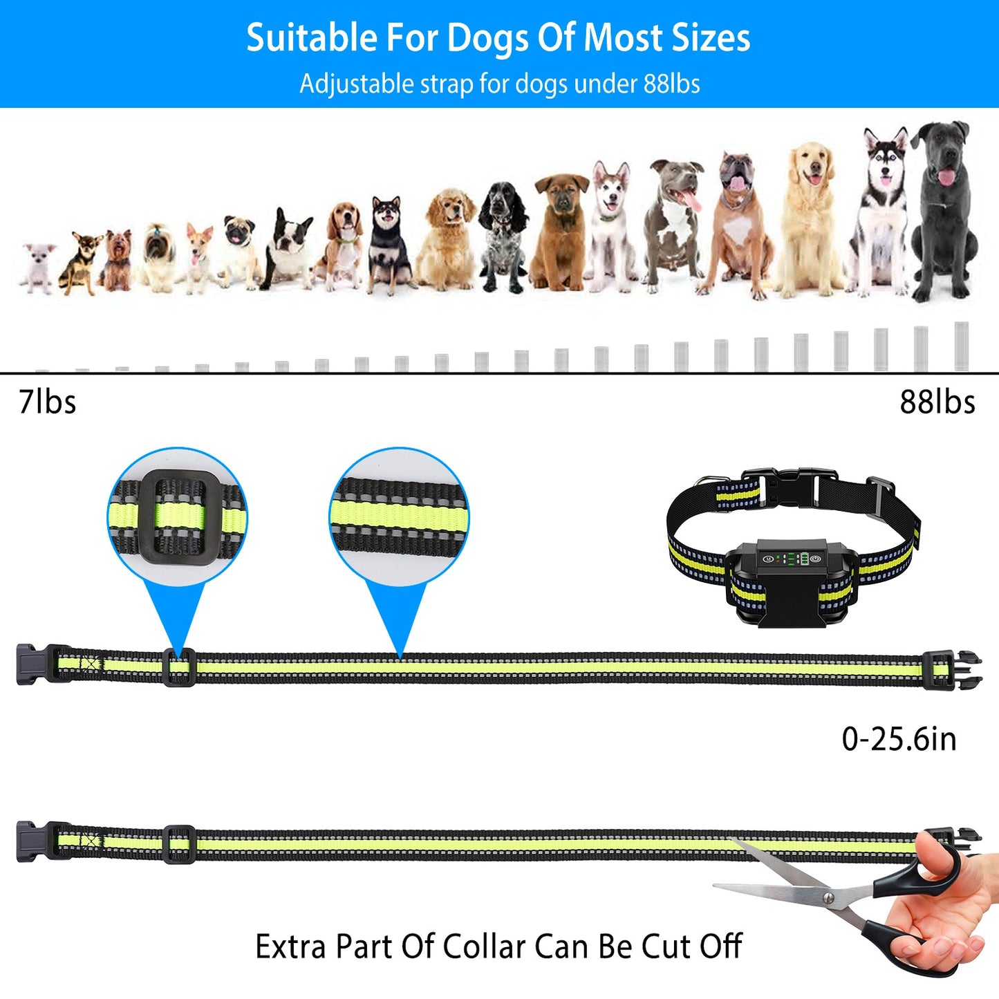 Smart Dog Bark Collar – Rechargeable, Waterproof, 6-Level Anti-Bark Training Collar for Dogs 8–88 lbs