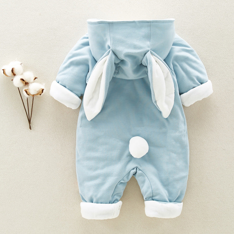 Hooded Cotton Baby Romper - Thick Warm Onesie for Newborns & Infants
