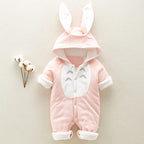 Hooded Cotton Baby Romper - Thick Warm Onesie for Newborns & Infants