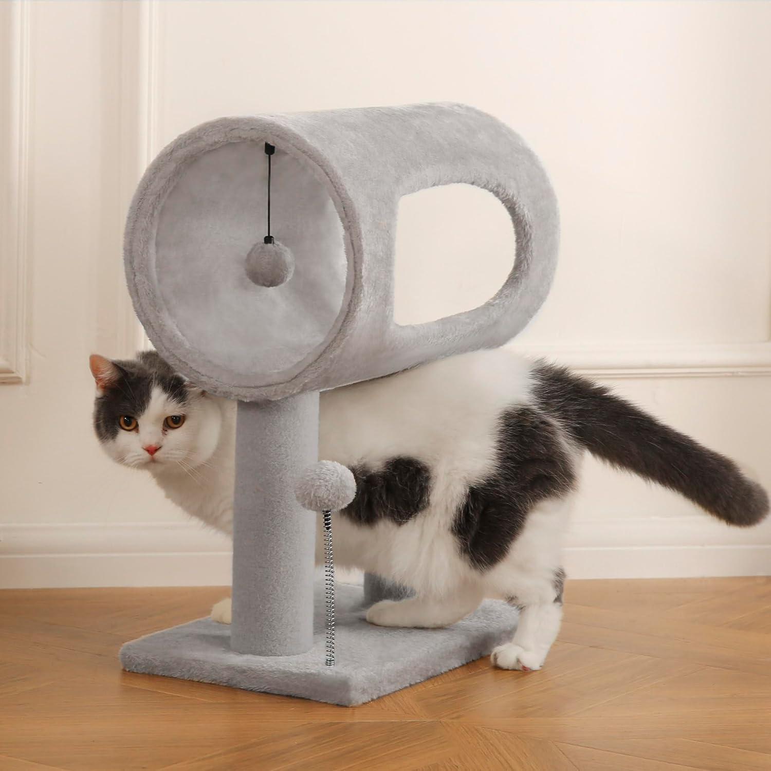 Cat Tree Tower with Tunnel Bed & Scratching Posts – 20.5" Play & Rest Station for Cats