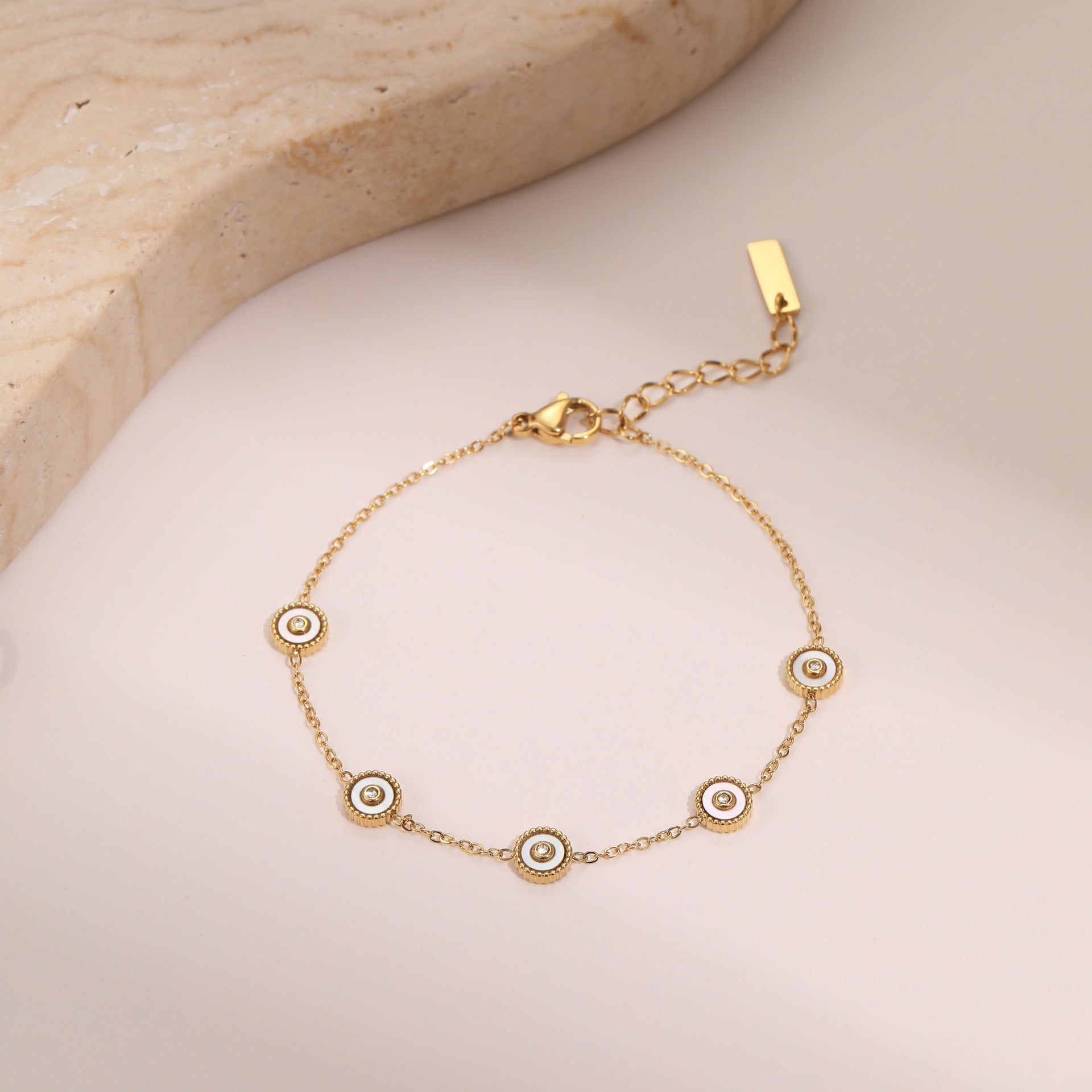 18K Gold-Plated Geometric Stainless Steel Bracelet for Women