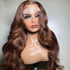 Chocolate Brown Body Wave Wig | 4x4 Swiss Lace Closure | 100% Human Hair | 150% Density