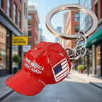 Trump Red Cap Keychain Set - 6 Pack MAGA Hat Key Ring Charms