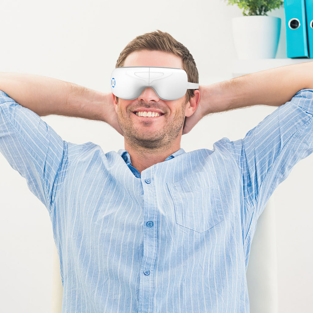 Rechargeable Eye Massager with Heat & Bluetooth Music – Eye Strain, Migraine & Fatigue Relief