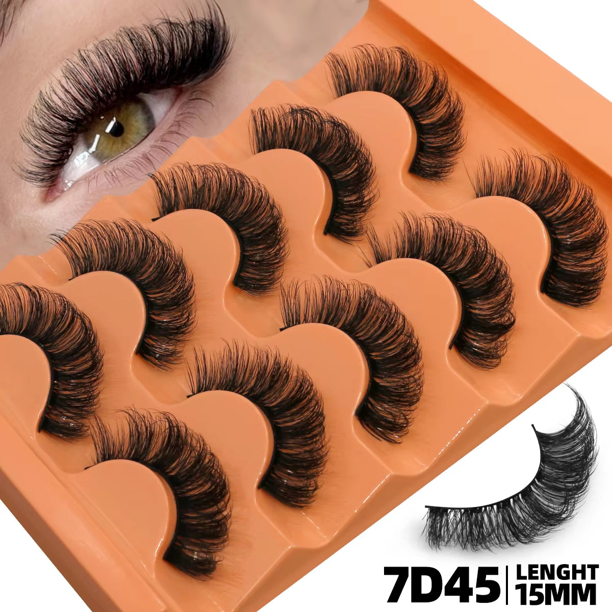 GROINNEYA 5 Pairs Fluffy Eyelashes 8D Volume False Lashes Russian Strip Lashes Extensions Thick Soft Curly Fake Lashes Makeup