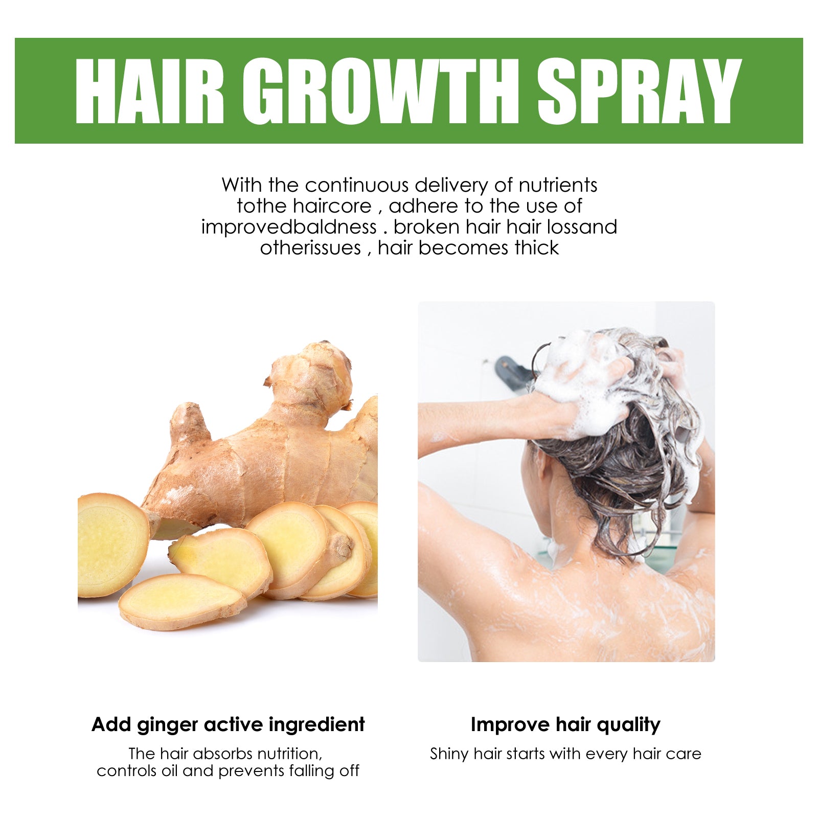 Ginger Hair Growth Spray – Reduces Hair Loss & Promotes Thicker, Stronger Hair – 120ml